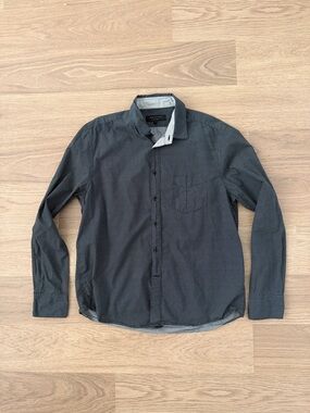 rag & bone black Microdot Long Sleeve Button-Down Shirt
